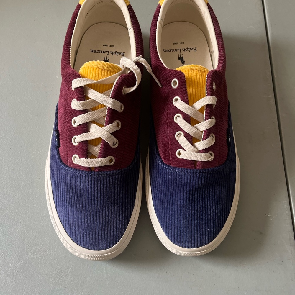 Ralph Lauren Corduroy Sneakers in Burgundy and Navy